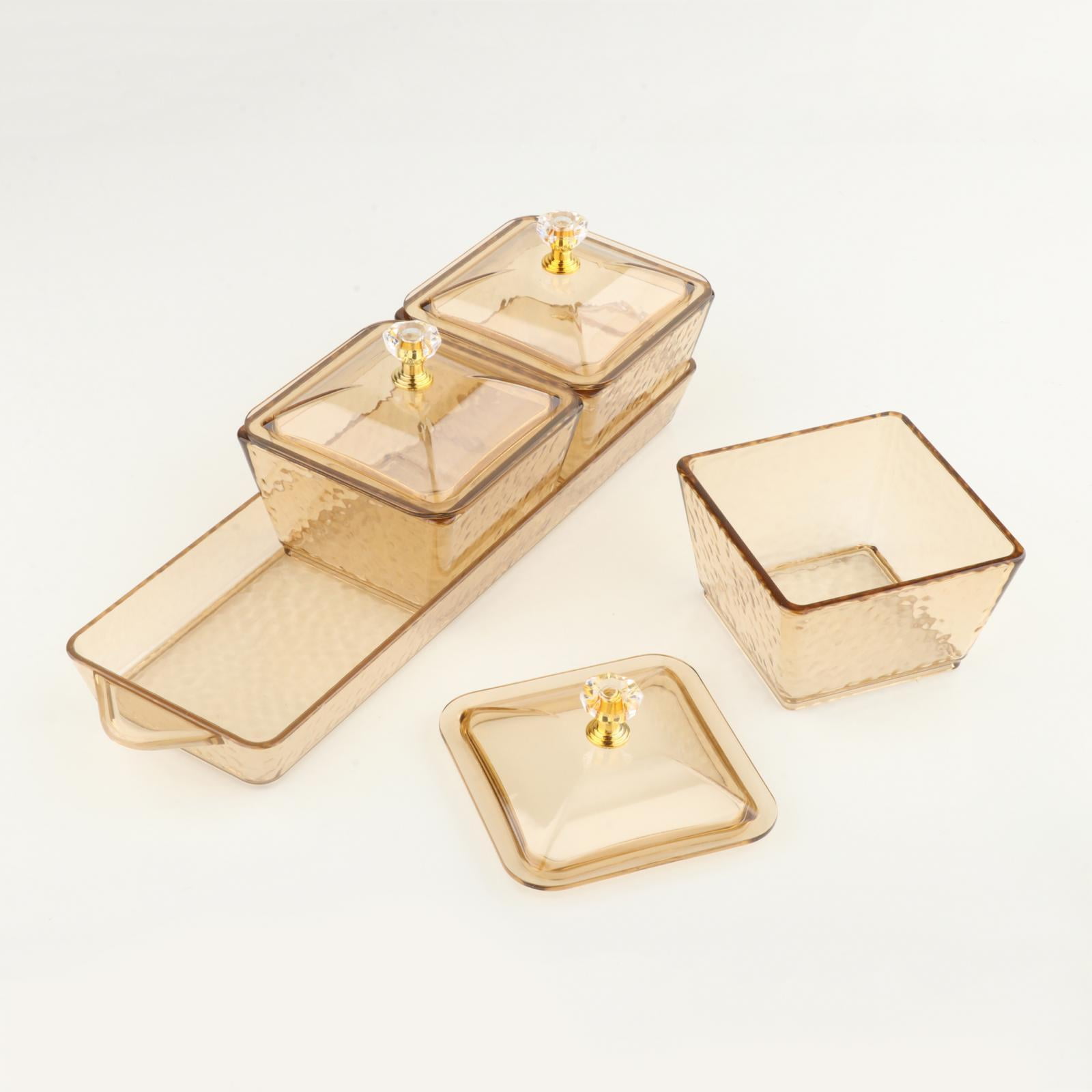 Flameer Appetizer Tray Food Storage Organizer Food Storage Box Divided Serving Container Brown 3 Grids