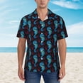 thumbnail image 4 of Haiem Blue Seahorse Printed Hawaiian Shirt for Men - Men’s Casual Beach Summer Shirts - Stretch Fabric with Modern Fit-Small, 4 of 9