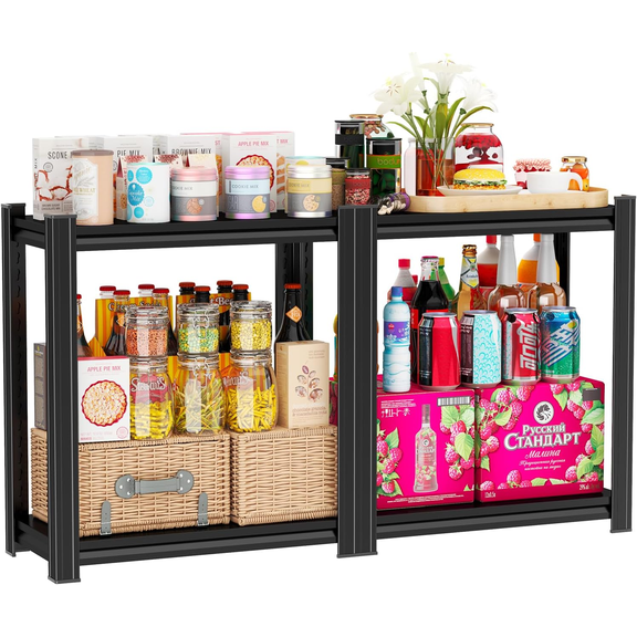 Book Shelf 2-Tier Adjustable Shelves, Industrial Tall Metal Bookcase 1200Lbs, Easy Assembly for Library Bedroom (22" H*20" W*14" D)