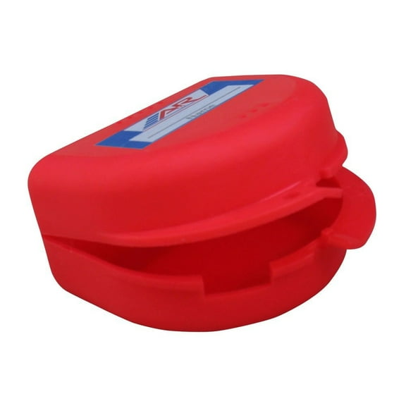 A&R Sports Pro Series Plastic Mouth Guard Case w Slot for Strap, Red White Black