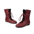 thumbnail image 3 of Vintage Mid Calf Combat Boots for Women with Middle Hollow out Strappy Flats Low Heel Gothic Short Dress Boots, 3 of 4
