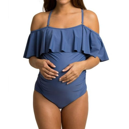 KABOER New Fashion Plus Size Pregnant Women Beach One-Piece Bathing Suit Maternity Pure Color Swimsuit Pregnancy Bikinis Beach Bathing