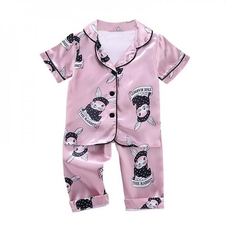 

New Summer Baby Clothes Kids Girls Boys Pajamas Giraffe Sleepwear 2PCS Short Sleeve Blouse Tops+Night Pants Set C XL