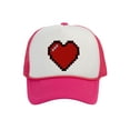 thumbnail image 1 of Men's 80's Retro Large 8 Bit Pixelated Heart Gamer Trucker Hat, White/Hot Pink, 1 of 2