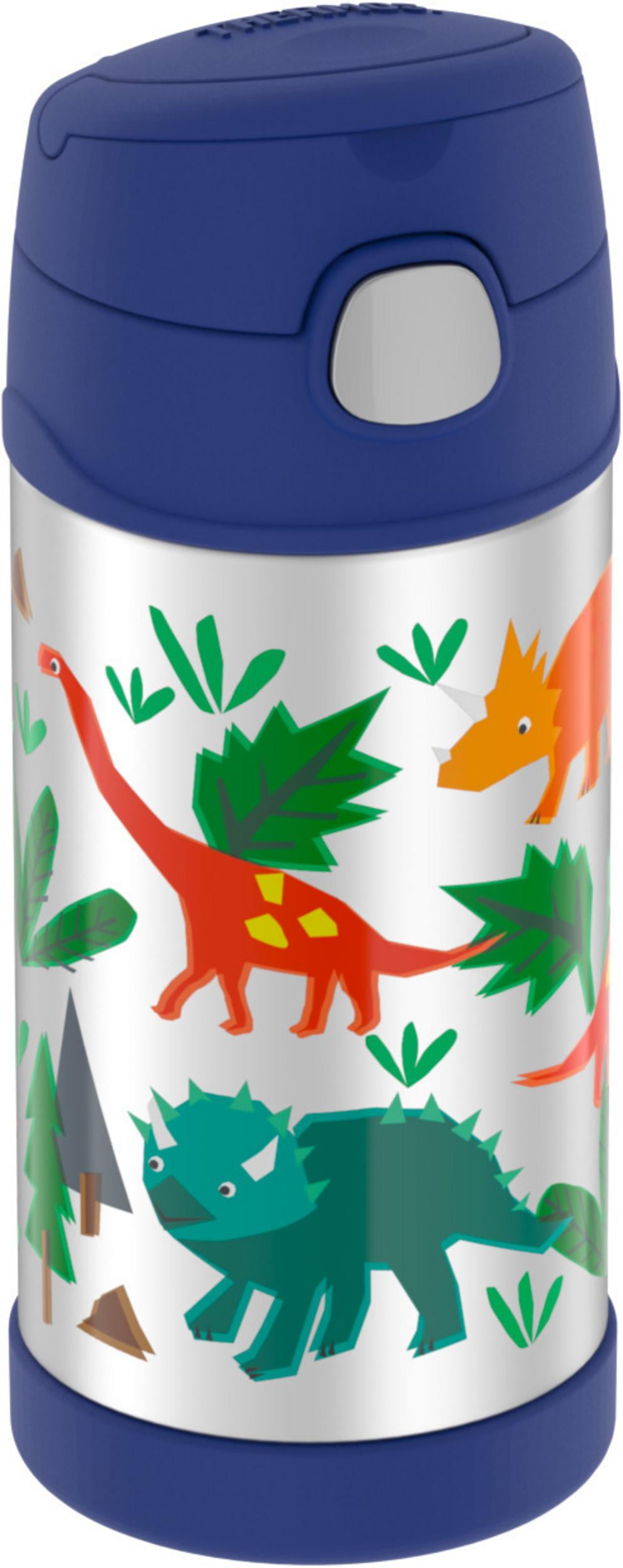Thermos Stainless Steel Funtainer Water Bottle with Straw, Dinosaurs, 12 Fluid Ounces