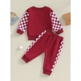 thumbnail image 4 of Liacowi Toddler Baby Boy Girl Clothes Checkerboard Print Long Sleeve Sweatshirt Tops and Pants Infant 2Pcs Fall Clothing Set, 4 of 9