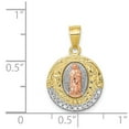 thumbnail image 3 of 10K Two-Tone Gold Charm Pendant Cubic Zirconia CZ & Rhodium Lady Of Guadalupe Round, 3 of 3