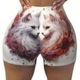 thumbnail image 2 of Uemuo White Red Cat Couple Pattern Women Workout Impact Shorts Scrunch Butt Lifting Gym Shorts Seamless Booty Biker Shorts-Small, 2 of 8