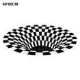 thumbnail image 1 of Round Black White Grid Carpet 3D Vortex Room Bedroom Anti Slip Floor Mats Home Carpet Rugs, 1 of 7