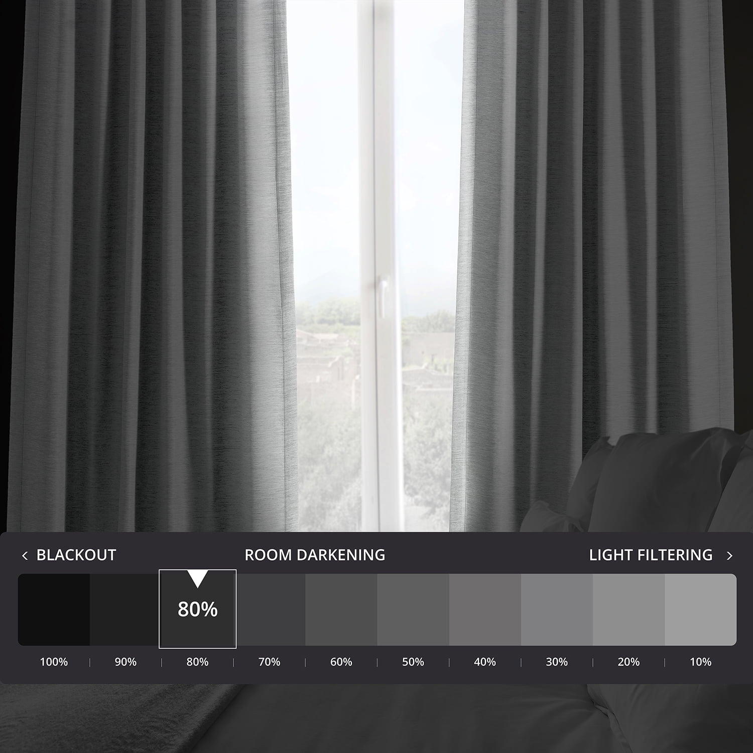 Half Price Drapes Vista Grey Bellino Textured Faux Linen Room Darkening Curtains For Bedroom & Living Room Curtains(1 Panel), Curtains 120 Inches Long, 50W X 120L