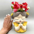 thumbnail image 2 of Silicone Mold Flower Fairy Prayer Flower Pot Resin Gypsum Crystal Dropping Glue Tool DIY Handmade Crafts Pink, 2 of 5