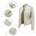 thumbnail image 5 of Ikevan Women'S Slim Leather Stand Collar Zip Motorcycle Suit Belt Coat Jacket tops, 5 of 5