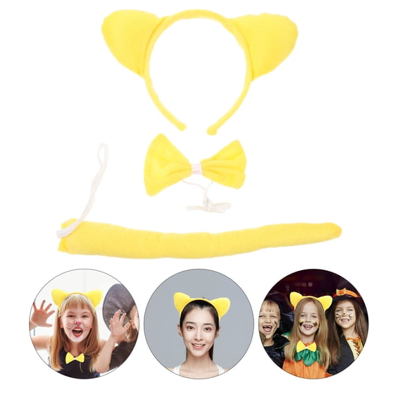 BESTYASH Bear Costume Set, Yellow Ears Headband and Tail, Cute Party Decoration