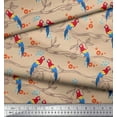 thumbnail image 2 of Soimoi Rayon Fabric Branches,Leaves & Macaw Parrot Bird Print Sewing Fabric Yard 42 Inch Wide, 2 of 3