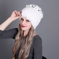 thumbnail image 3 of Chapeau à Fourrure de Couleur Contrastée pour Femme Bonnet d'Hiver avec Patchwork, 3 of 4