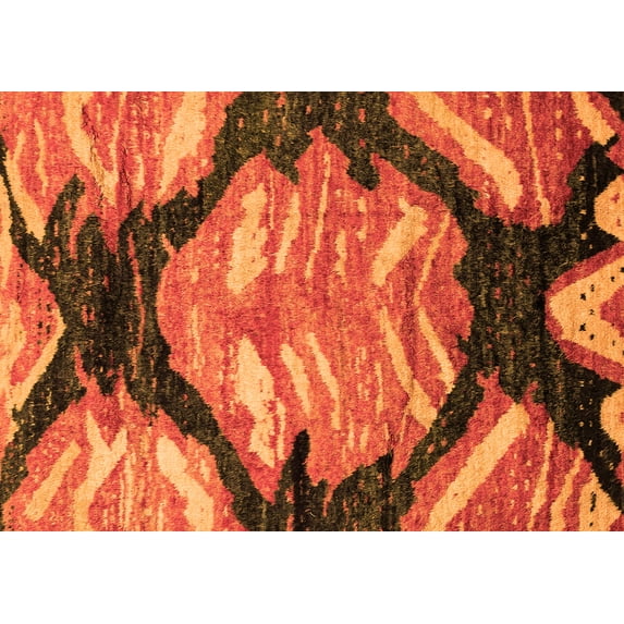 Ahgly Company Indoor Rectangle Abstract Orange Modern Area Rugs, 7' x 10'