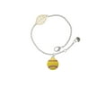 thumbnail image 2 of Delight Jewelry Silvertone Optic Yellow Softball with Red Crystal Stitching - Goldtone Leaf Delicate Bracelet, 6.25+1.75", 2 of 4