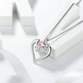 thumbnail image 6 of Love Heart Bow Necklace October Birthstone Pendant Pink Tourmaline Sterling Silver Women Valentine's Day Gifts for Her Juwaliy, 6 of 8