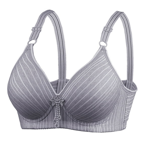POIUYTR Women's Push Up Wireless Bra Full Figure Minimizer Wire-Free Bra Convertible Straps Lightly Lined Comfort Bra for Everyday Wear,M,Gray