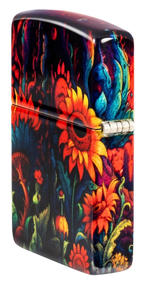 Zippo Spooky Sunflower Design 540 Tumbled Brass Pocket Lighter