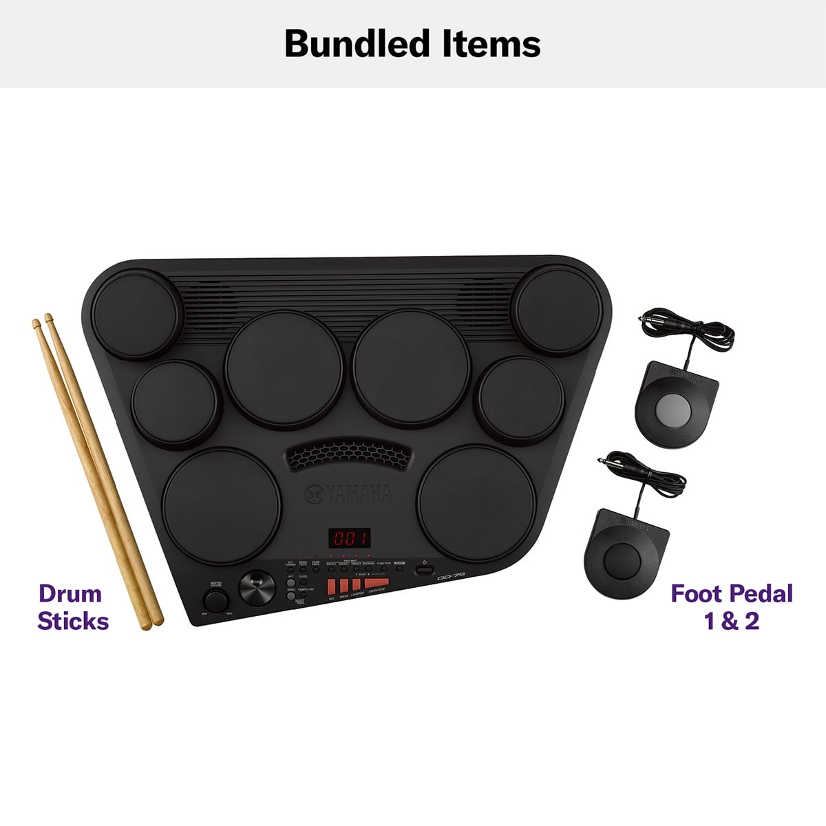 Yamaha DD75AD Portable Digital Drum Kit with Drum Sticks and 2