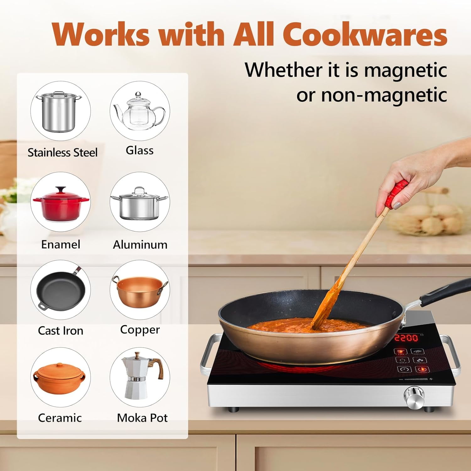 SAVALETOR 3500W Electric Ceramic Stove, Portable Induction Cooktop Infrared Burner Countertop Cooktop, Cooker Hot Plate Furnace,Home Cooktop US 110V