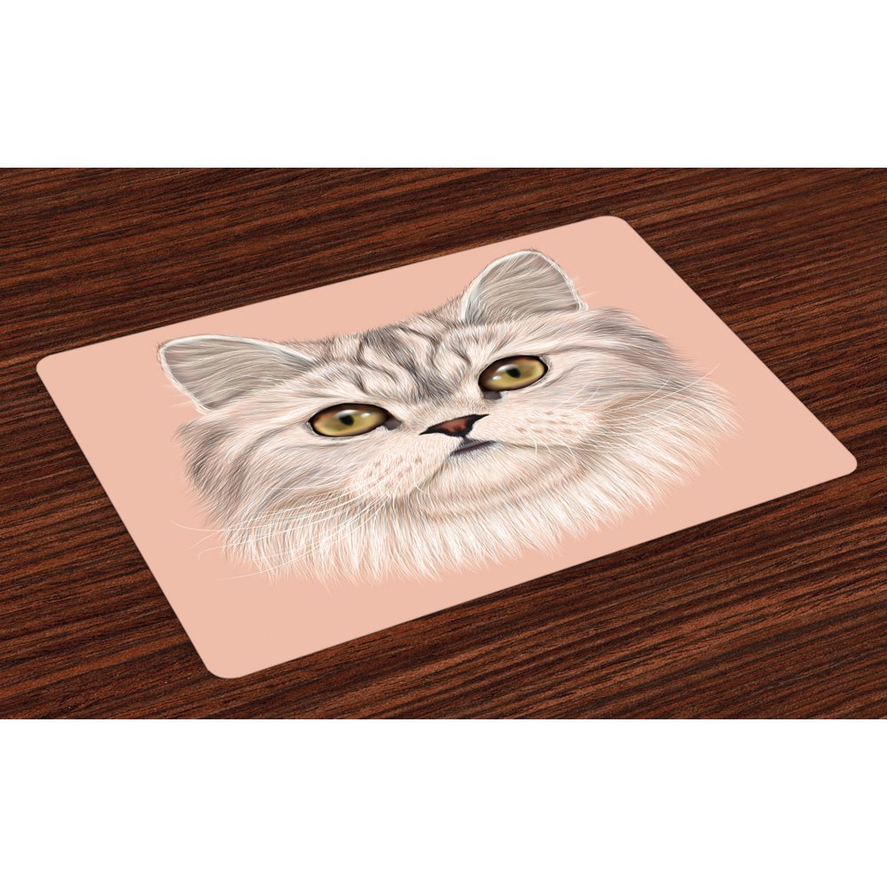 Cat Placemats Set of 4 Cute Kitty Portrait Whiskers Best Pet Animal I