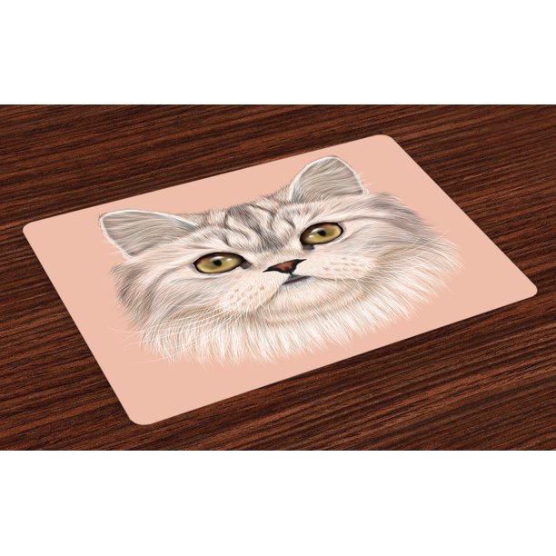 Cat Placemats Set of 4 Cute Kitty Portrait Whiskers Best Pet Animal I