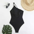 thumbnail image 4 of New Summer Arrivals UTSJKR Women One Shoulder One Piece Swimsuit Tummy Control Bathing Suits Modest Full Coverage Cutout Swimwear Black XL, 4 of 7
