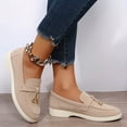 thumbnail image 2 of HEWUQI Loafers for Women Suede Cushioned Slip on Closed Toe Work Flat Shoes Comfortable Vintage Work Daily Casual Dress Moccasins White Size 9, 2 of 4