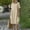 Beige, variant on Women's Cotton Linen Crew Neck Midi Dress Short Sleeve Loose Casual Long Dress with Drawstring Waist Side Pockets Blue XL(XL)