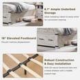 thumbnail image 3 of OKD Queen Size Bed Frame W/ 54" Tall Geometric Headboard, Farmhouse Wood Platform Bed W/ 2 Large Storage Drawers, No Box Spring Needed, Antique Brush White, 3 of 7