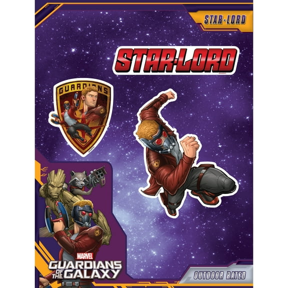 Marvel Guardians of The Galaxy Star-Lord Decals - Set of 3 Vinyl Stickers for Laptop Car Computer Skateboard - Marvel Stickers for Kids and Adults