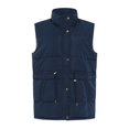thumbnail image 6 of YDFCWXW Womens Stand Collar Sleeveless Vest, with Button Drawstring Waist Jackets Cotton Coat, Women Thermal Zip Up Winter Outerwear Navy, XL, 6 of 7