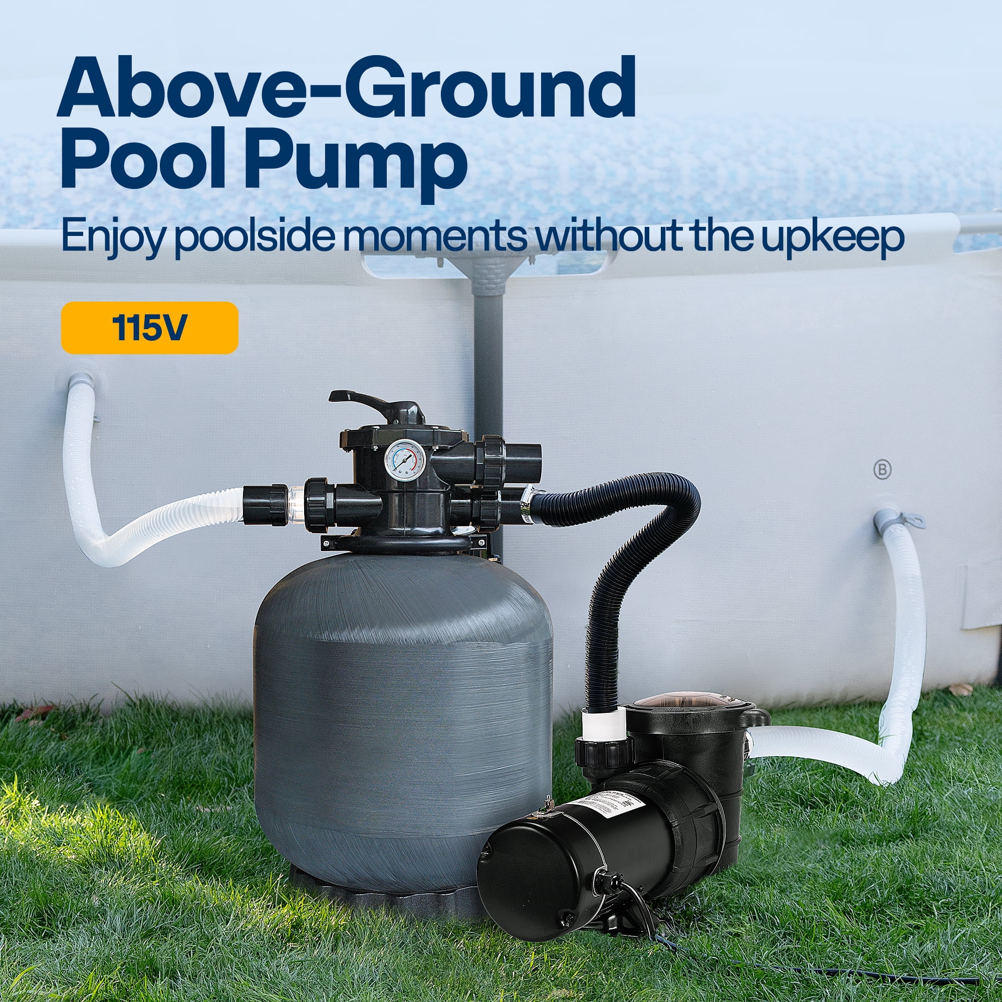 SPECSTAR 1.0 HP 5220 GPH Powerful Above Ground Swimming Pool Pump with Strainer Basket