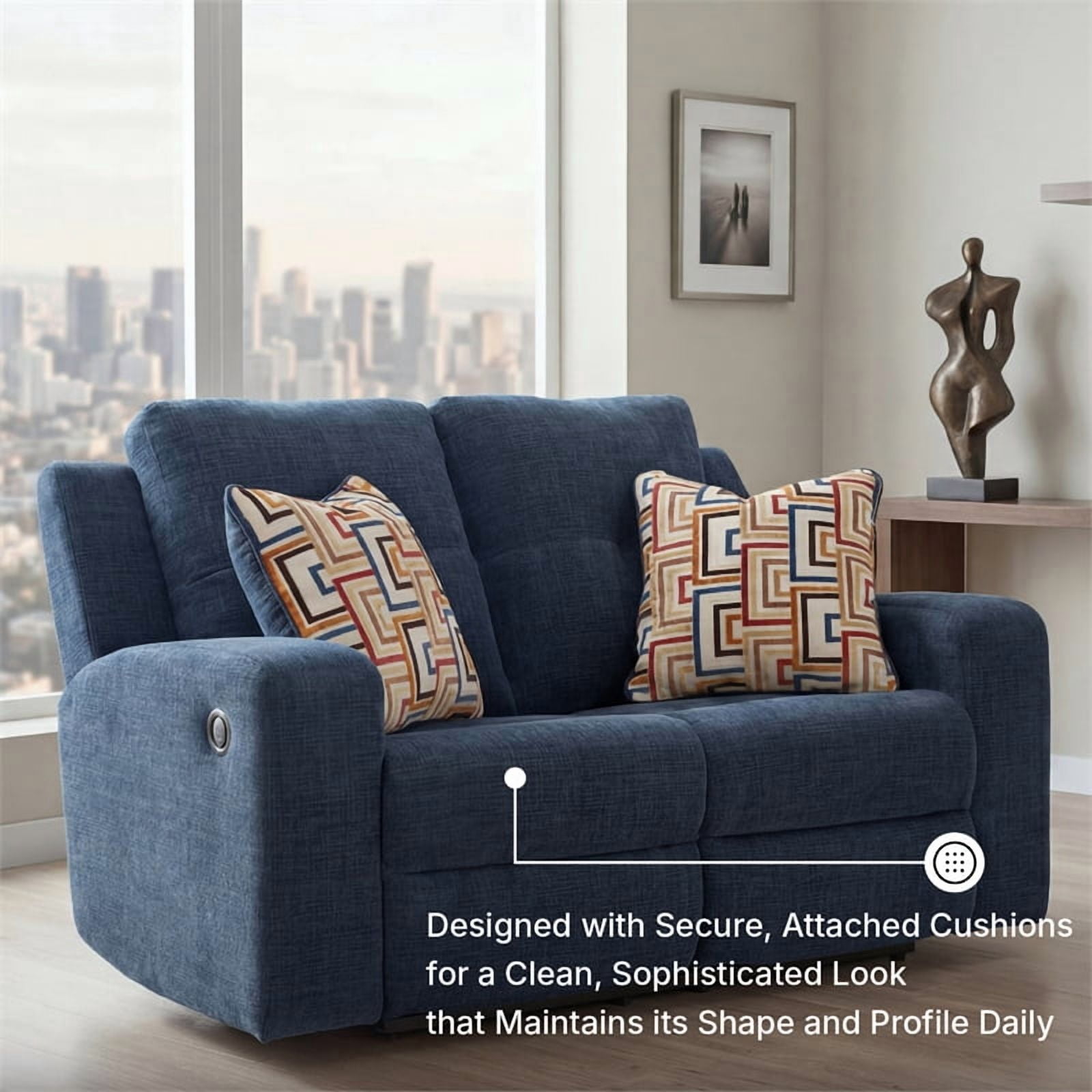 Signature Design by Ashley Danum Blue Reclining Loveseat