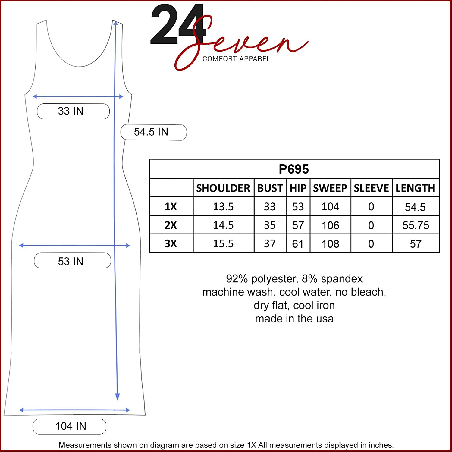 24/7 Comfort PlusWomen’s Plus Size Simple A Line Tank Maxi Dress