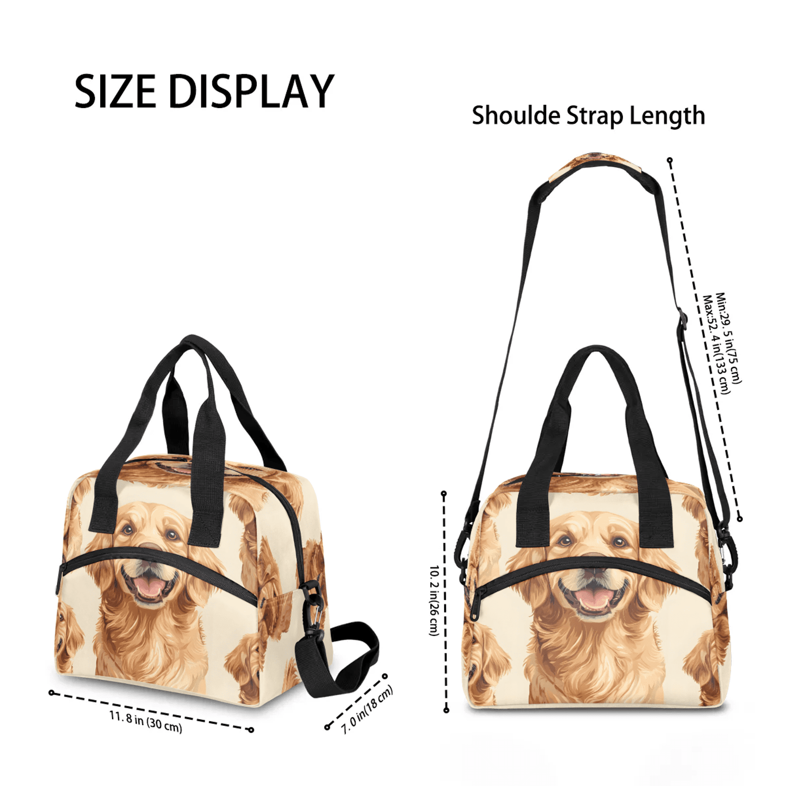 Herdesigns Cute Dog Print Lunch Bag for Women Men Adult, Funny Large Insulated Reusable Lunch Box Leakproof Portable Cooler Tote Bags for Work Picnic Beach