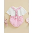 thumbnail image 3 of Aunavey Infant Baby Boy Gentleman Easter Rabbit Outfits Suits Summer Short Sleeve Bowtie Bodysuit Shirts Suspender Shorts, 3 of 8