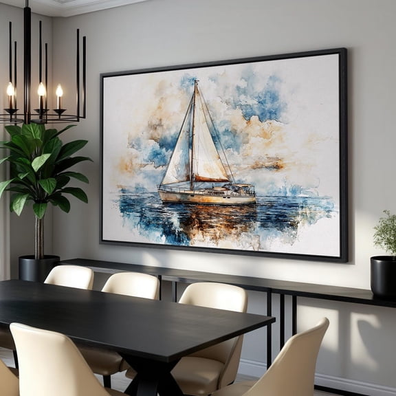 Sailboat Poster - Nautical Decor, Seascape Art, Ocean, Wall Art, For Sailors, Ready To Hang, Unframed Poster Size 8x12