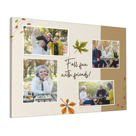 Custom Canvas Prints Brown Beige Minimalist Fall Leaves Personalized Photo Image Collage DIY Framed Kit Wall Art Picture Room Decor 16x20 inch