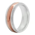 thumbnail image 2 of Men's Stainless Steel 8mm Brown Double Milgrain Finish Wedding Band - Mens Ring, 2 of 3