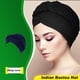thumbnail image 3 of Moda sólido turbante cómodo una sola capa transpirable cabeza bufanda envuelve el pelo gorro de pelo gorras para mujer Navy Navy Scienceny AP008796-08B, 3 of 6