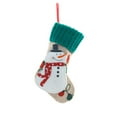 thumbnail image 1 of Christmas Stocking with Santa & Snowman for Tree Display - Red & White Linen Bag with Hanging Loop - Holiday Decorations for Kids, 1 of 2