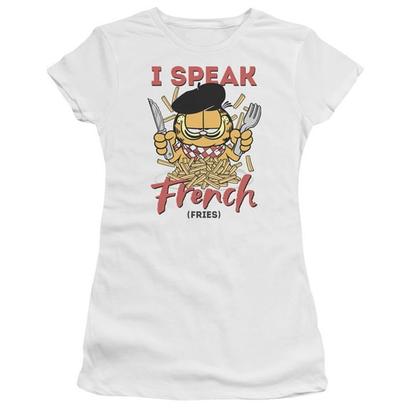 Garfield Speaking Love S/S Junior Women's T-Shirt Sheer White