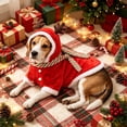 thumbnail image 7 of Dog Cat Christmas Costume for Small Medium Pets Holiday Outfit with Hood Soft Stretchy Pet Apparel for Party Photo Shoot, Adjustable Festive Sweatshirt for Puppy Kitten, Style A, Pet Clothes, 7 of 7