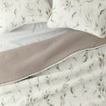 thumbnail image 3 of Noble Linens Latte 3 Piece Watercolor Leaves/Stripe Reversible Microfiber Quilt Set, King / CalKing, 3 of 8