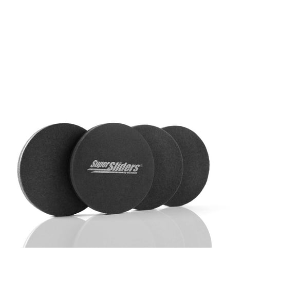 Super Sliders 3 1/2" Round Reusable Furniture for Hard Surfaces - Effortless Moving and Surface Protection, Black (4 Pack)
