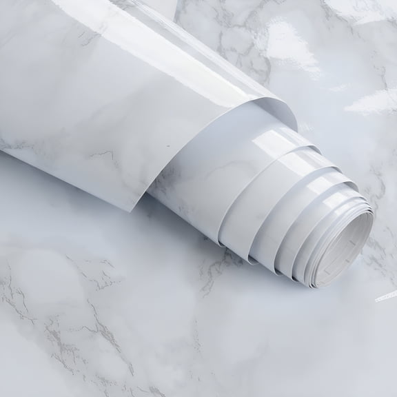 CCOCC Marble Contact Paper 16''x158'' White Grey PVC Waterproof Adhesive Shelf Liner