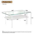 thumbnail image 3 of GZXS 3 Piece Living Room Table Set, Glass Coffee Table and 2 End Tables, Accent Table with Shelf and Metal Legs for Home Office, Clear & White, 3 of 8